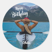 Happy Birthday Foto Ronde Sticker (Voorkant)