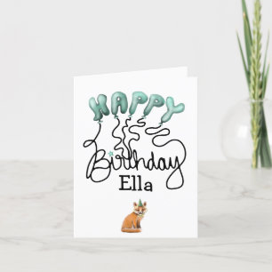 Happy Birthday Fox and Balloons wenskaart Bedankkaart