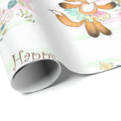 Happy Birthday Fox en Flowers Cadeaupapier (Rol Hoek)