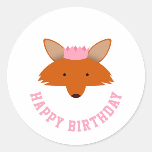 Happy Birthday Fox Ronde Sticker (Voorkant)