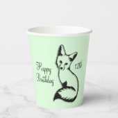 Happy Birthday Fox w Age Green Papieren Bekers (Achterkant)