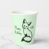Happy Birthday Fox w Age Green Papieren Bekers (Voorkant)