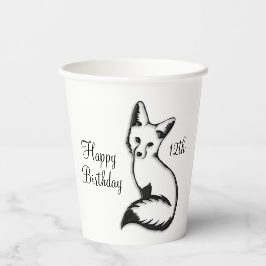 Happy Birthday Fox w Age Papieren Bekers (Achterkant)