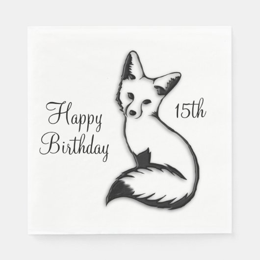Happy Birthday Fox w Age Servet (Voorkant)