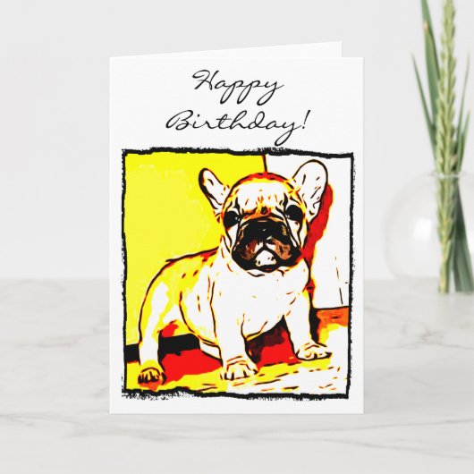 Happy Birthday Franse Bulldog Art wenskaart Kaart (Voorkant)