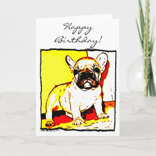 Happy Birthday Franse Bulldog Art wenskaart Kaart