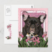 Happy Birthday - Franse Bulldog - Blauwgroen Briefkaart (Voorkant / Achterkant)