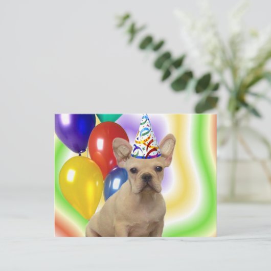 Happy Birthday Franse Bulldog briefkaart (Staand voorkant)