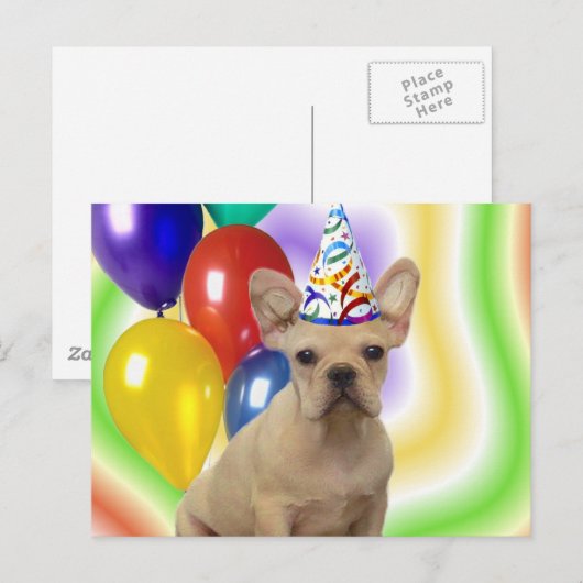 Happy Birthday Franse Bulldog briefkaart (Voorkant / Achterkant)