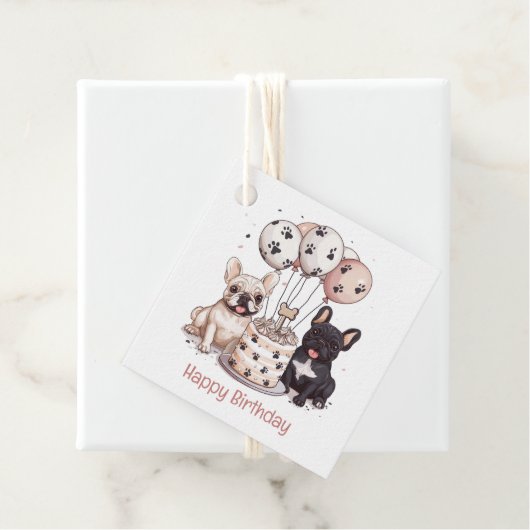 Happy Birthday Franse Bulldogs Party Petten Bedankjes Labels (In situ)