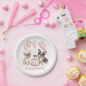 Happy Birthday Franse Bulldogs Verjaardagstaart Ro Papieren Bordje (Feest)