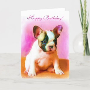 Happy Birthday French Bulldog Art wenskaart Kaart