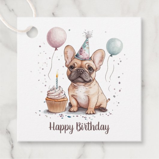 Happy Birthday French Bulldog Bedankjes Labels (Voorkant)