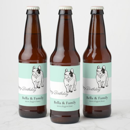 Happy Birthday French Bulldog  Bier Etiket (Flessen)