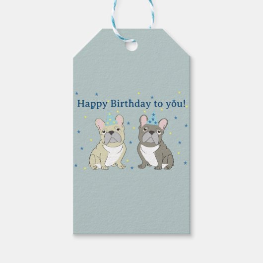 Happy birthday French, bulldog Cadeaulabel (Voorkant)