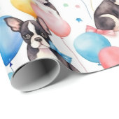 Happy Birthday French Bulldog Cadeaupapier (Rol Hoek)