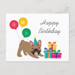 Happy Birthday French Bulldog Colorful Briefkaart