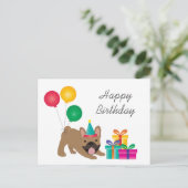 Happy Birthday French Bulldog Colorful Briefkaart (Staand voorkant)