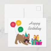 Happy Birthday French Bulldog Colorful Briefkaart (Voorkant / Achterkant)