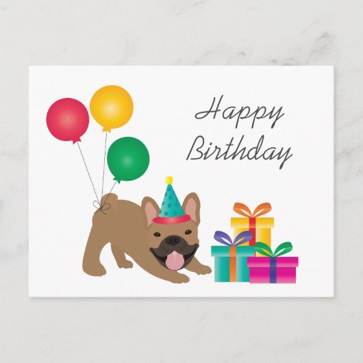 Happy Birthday French Bulldog Colorful Briefkaart (Voorkant)