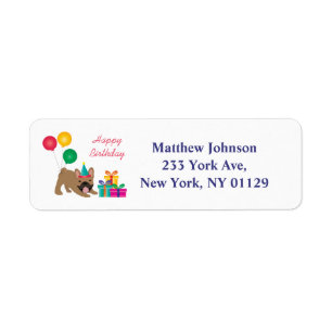 Happy Birthday French Bulldog Colorful Etiket