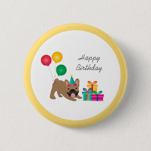 Happy Birthday French Bulldog Colorful Ronde Button 5,7 Cm