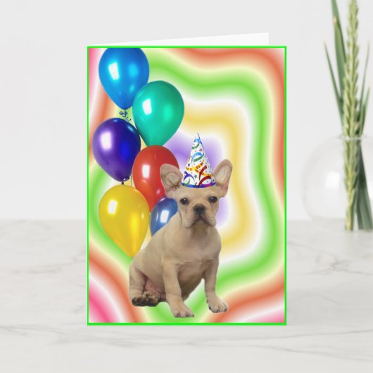 Happy Birthday French Bulldog Greeting Card Kaart (Voorkant)