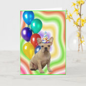 Happy Birthday French Bulldog Greeting Card Kaart (Gele Bloem)