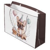 Happy Birthday French Bulldog Groot Cadeauzakje (Achterkant Gekanteld)