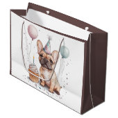 Happy Birthday French Bulldog Groot Cadeauzakje (Voorkant Gekanteld)