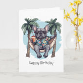 Happy Birthday French Bulldog In Hawaiian Top Kaart (Gele Bloem)