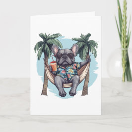Happy Birthday French Bulldog In Hawaiian Top Kaart