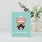 Happy Birthday French Bulldog Party Pet Briefkaart (Staand voorkant)