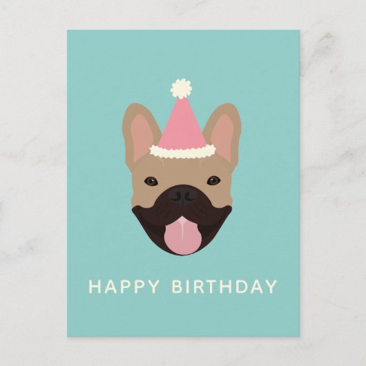 Happy Birthday French Bulldog Party Pet Briefkaart (Voorkant)