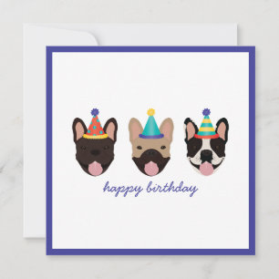 Happy Birthday French Bulldog Party Petten Kaart