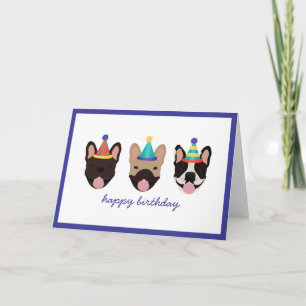 Happy Birthday French Bulldog Party Petten Kaart