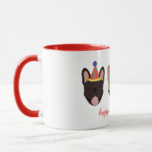 Happy Birthday French Bulldog Party Petten Red Mok (Links)