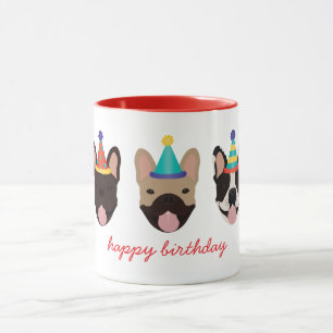 Happy Birthday French Bulldog Party Petten Red Mok