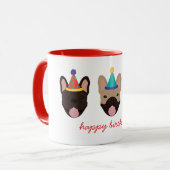 Happy Birthday French Bulldog Party Petten Red Mok (Voorkant links)