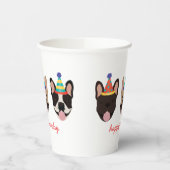 Happy Birthday French Bulldog Party Petten Red Papieren Bekers (Links)
