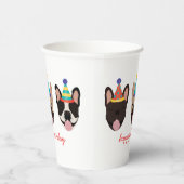 Happy Birthday French Bulldog Party Petten Red Papieren Bekers (Rechts)