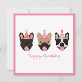 Happy Birthday French Bulldog Party Petten Roze