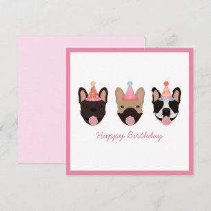 Happy Birthday French Bulldog Party Petten Roze