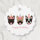 Happy Birthday French Bulldog Party Petten Roze Bedankjes Labels (Voorkant)