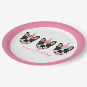 Happy Birthday French Bulldog Party Petten Roze Papieren Bordje (Gekanteld)
