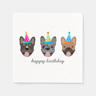 Happy Birthday French Bulldog Party Petten Servet