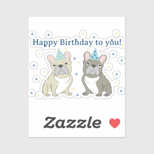Happy birthday French, bulldog Sticker (Vel)