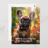 Happy Birthday Frenchie puppy in een oerwoud Briefkaart (Voorkant / Achterkant)