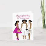 Happy Birthday Friend African American Birthday Bedankkaart<br><div class="desc">Op deze mooie verjaardagskaart staan drie vrienden die in de avond zijn gekleed. Deze schattige kaart is perfect om dat te geven aan een aardevriend,  die het leuk vindt om hier te zijn.</div>