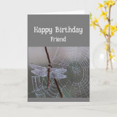 Happy Birthday Friend Dragonfly Dragonfly Kaart (Gele Bloem)